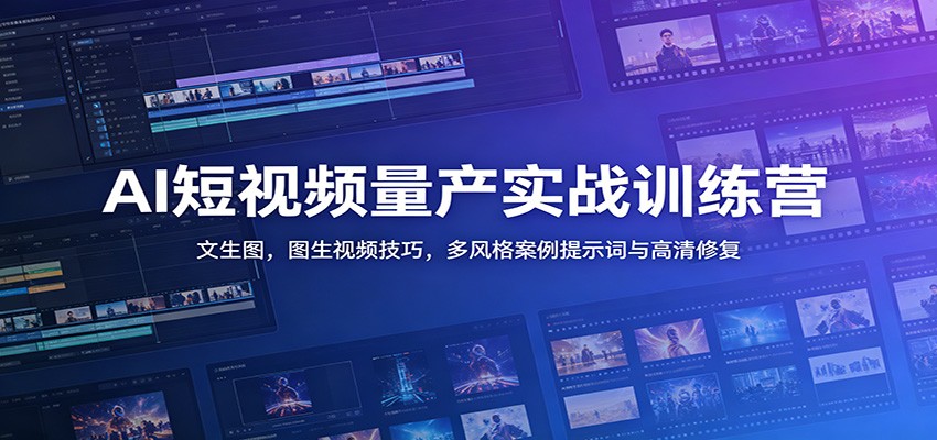 AI短视频量产实战训练营：文生图，图生视频技巧，多风格案例提示词与高清修复-海之城短剧项目