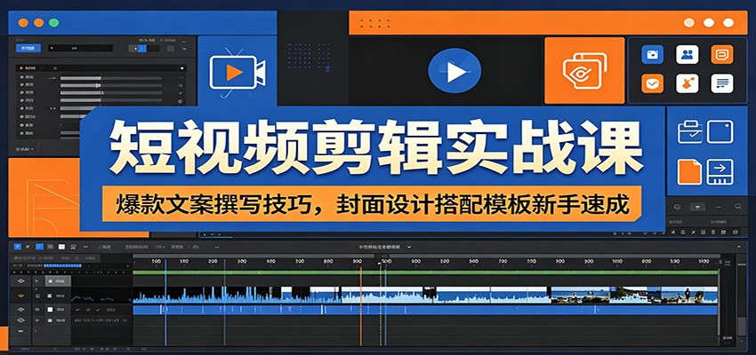 短视频剪辑实战课：爆款文案撰写技巧，封面设计搭配模板新手速成-海之城短剧项目