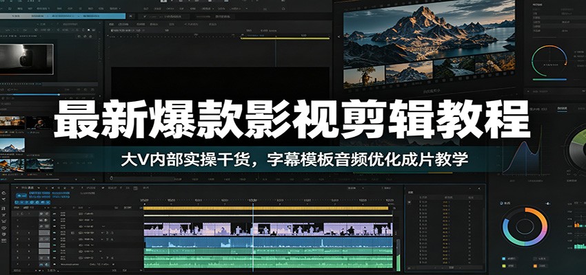 最新爆款影视剪辑教程：大V内部实操干货，字幕模板音频优化成片教学-海之城短剧项目