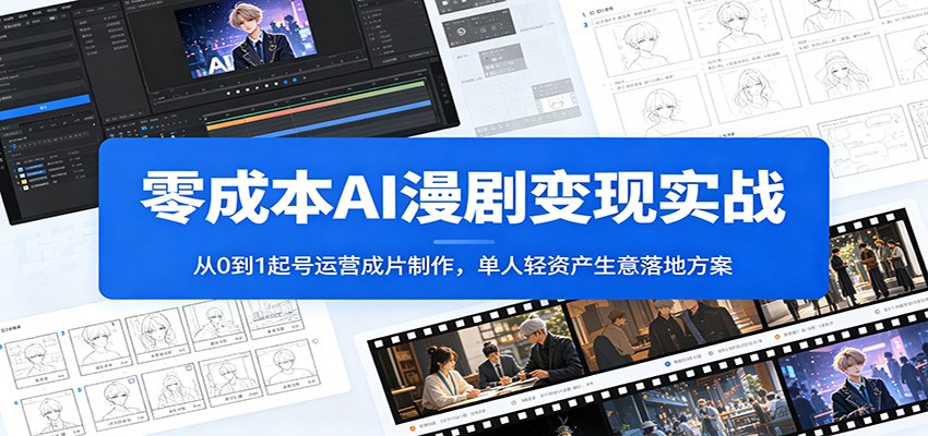 零成本AI漫剧变现实战：从0到1起号运营成片制作，单人轻资产生意落地方案-海之城短剧项目