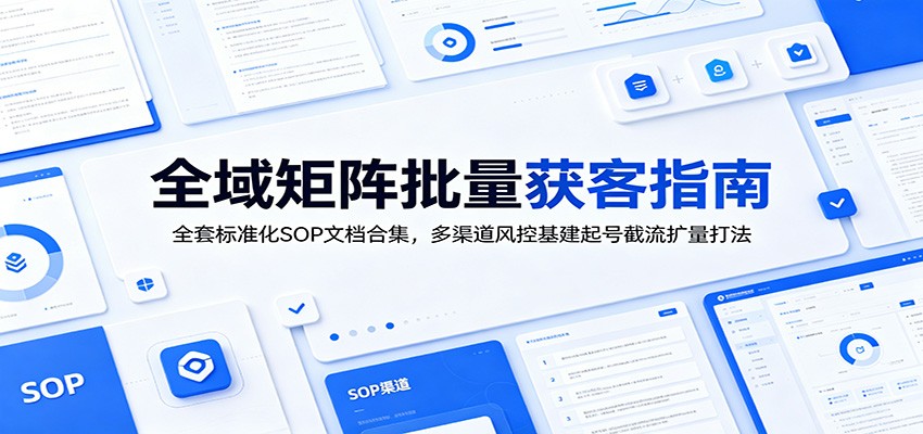 全域矩阵批量获客指南：全套标准化SOP文档合集，多渠道风控基建起号截流扩量打法-海之城短剧项目