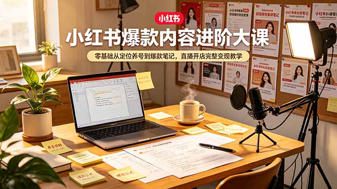 小红书爆款内容进阶大课，零基础从定位养号到爆款笔记，直播开店完整变现教学-海之城短剧项目