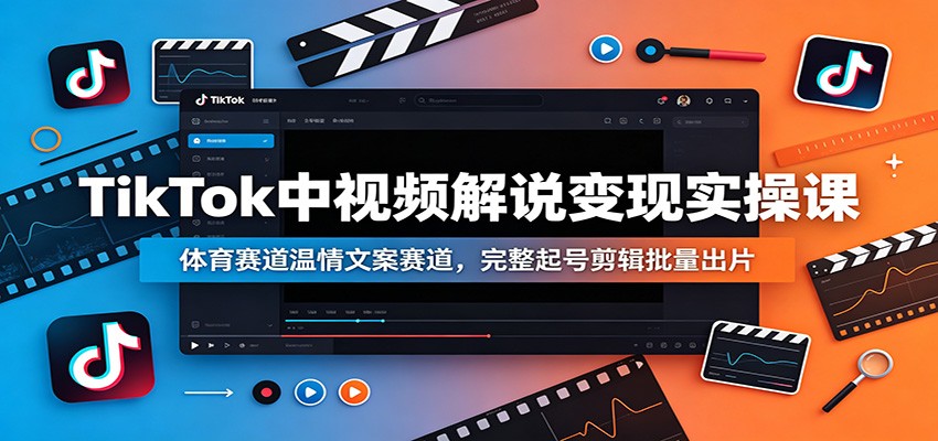 TikTok中视频解说变现实操课：体育赛道温情文案赛道，完整起号剪辑批量出片-海之城短剧项目
