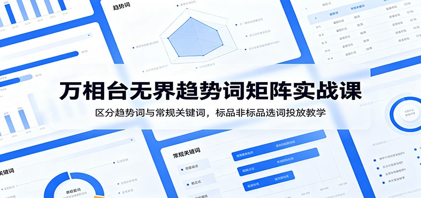 万相台无界趋势词矩阵实战课：区分趋势词与常规关键词，标品非标品选词投放教学-海之城短剧项目