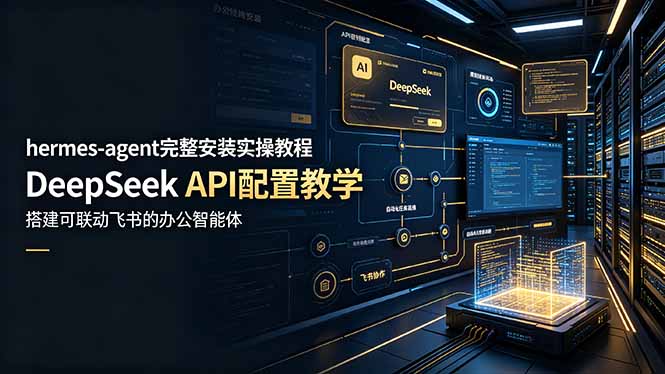 hermes-agent完整安装实操教程，DeepSeek API配置教学，搭建可联动飞书的办公智能体-海之城短剧项目