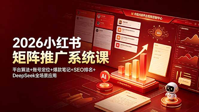 2026小红书矩阵推广系统课：平台算法+账号定位+爆款笔记+SEO排名+DeepSeek全场景应用-海之城短剧项目