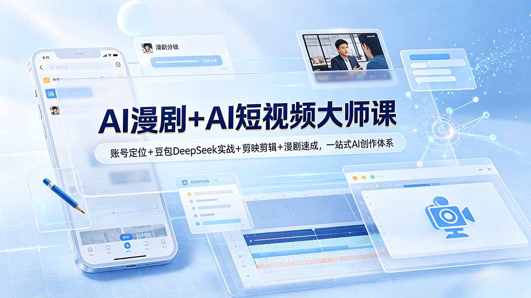 AI漫剧+AI短视频大师课：账号定位+豆包DeepSeek实战+剪映剪辑+漫剧速成，一站式AI创作体系-海之城短剧项目
