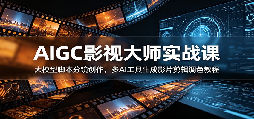 AIGC影视大师实战课：大模型脚本分镜创作，多AI工具生成影片剪辑调色教程-海之城短剧项目