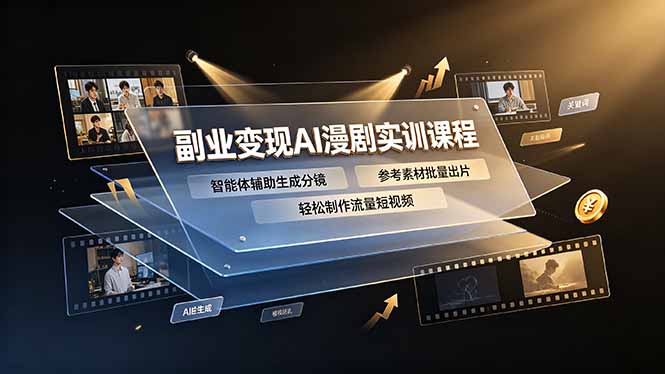 副业变现AI漫剧实训课程，智能体辅助生成分镜，参考素材批量出片，轻松制作流量短视频-海之城短剧项目