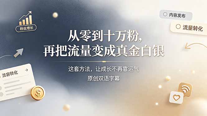 从零到十万粉，再把流量变成真金白银——这套方法，让成长不再靠运气【原创双语字幕】-海之城短剧项目