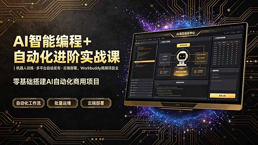 AI智能编程+自动化进阶实战课｜机器人训练·多平台自动发布·云端部署，Workbuddy商用项目全流程教学-海之城短剧项目