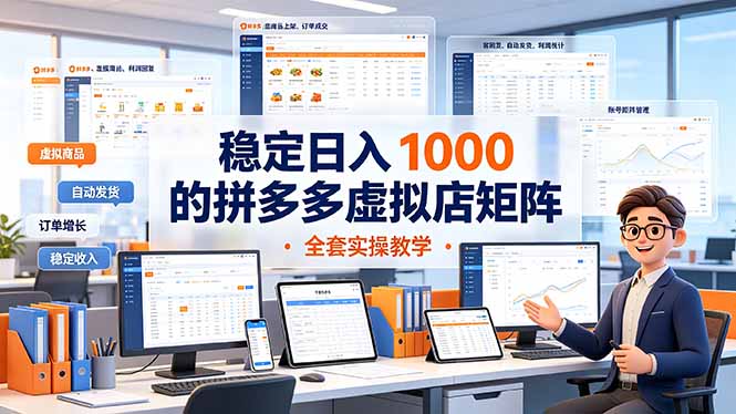 稳定日入 1000 的拼多多虚拟店矩阵，全套实操教学-海之城短剧项目