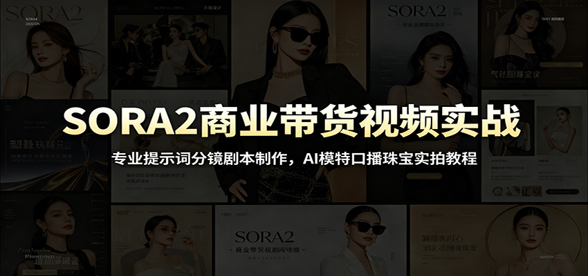 SORA2商业带货视频实战：专业提示词分镜剧本制作，AI模特口播珠宝实拍教程-海之城短剧项目