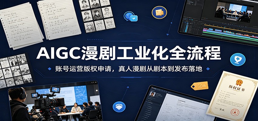 AIGC漫剧工业化全流程：账号运营版权申请，真人漫剧从剧本到发布落地-海之城短剧项目