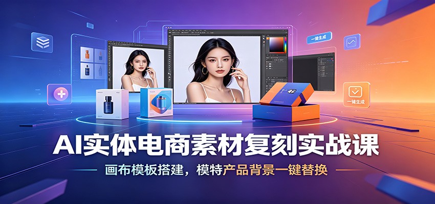 AI实体电商素材复刻实战课：画布模板搭建，模特产品背景一键替换-海之城短剧项目