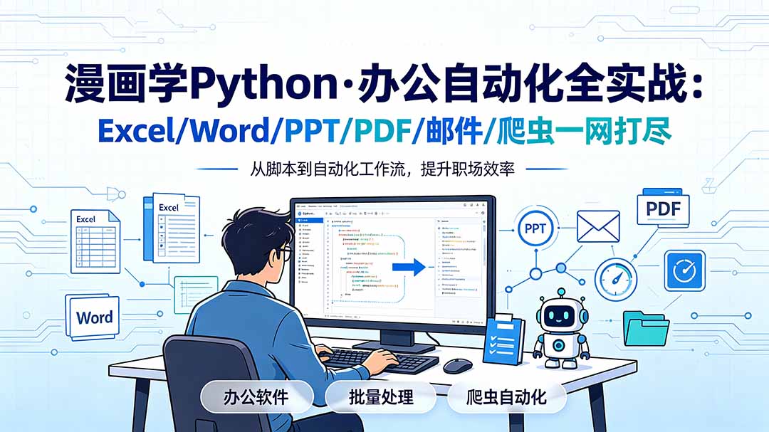 漫画学Python·办公自动化全实战：Excel/Word/PPT/PDF/邮件/爬虫一网打尽-海之城短剧项目