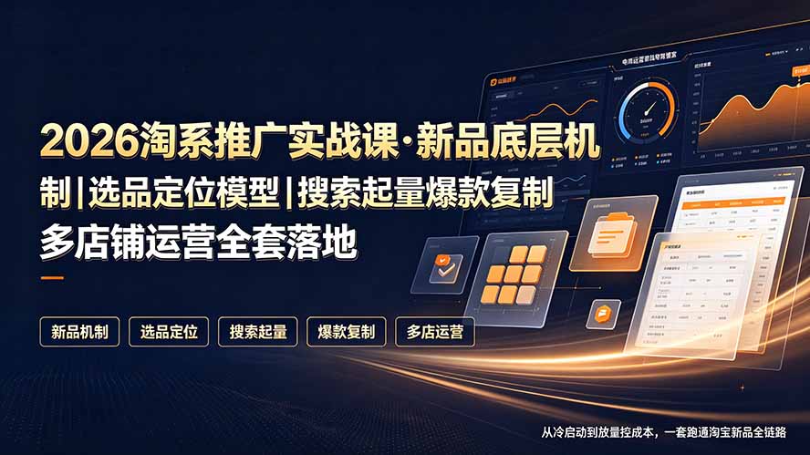 2026淘系推广实战课·新品底层机制｜选品定位模型｜搜索起量爆款复制多店铺运营全套落地教程-海之城短剧项目