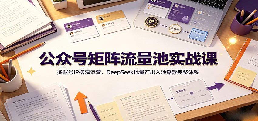 公众号矩阵流量池实战课：多账号IP搭建运营，DeepSeek批量产出入池爆款完整体系-海之城短剧项目