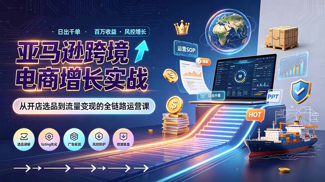 亚马逊0-1孵化特训营8期：从注册风控到稳定日出千单实战，规避审核封店风险，标准化执行流程落地-海之城短剧项目