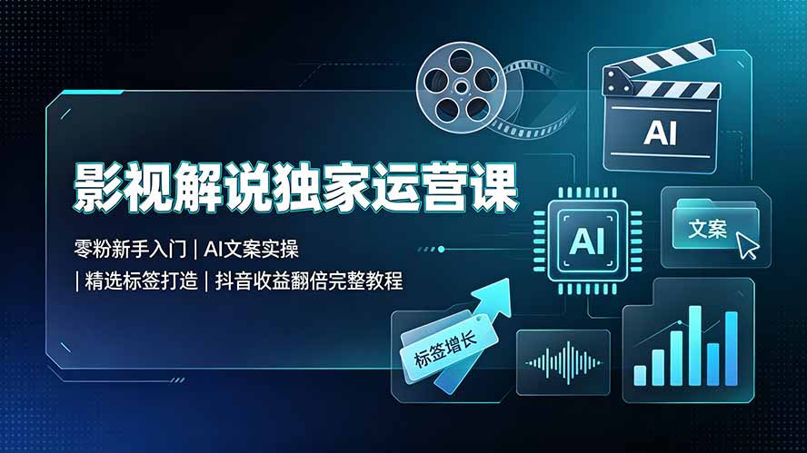 影视解说独家运营课▪零粉新手入门｜AI文案实操｜精选标签打造｜抖音收益翻倍完整教程-海之城短剧项目