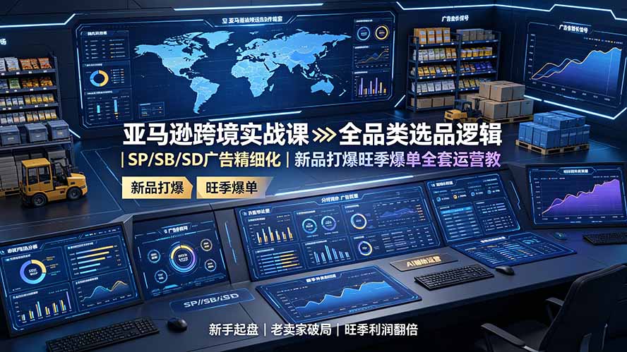 亚马逊跨境实战课：全品类选品逻辑｜SP/SB/SD广告精细化｜新品打爆旺季爆单全套运营教程-海之城短剧项目