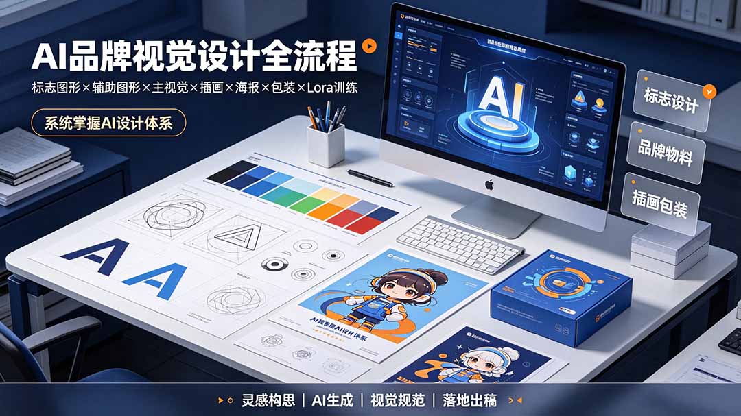 AI品牌视觉设计全流程：标志图形×辅助图形×主视觉×插画×海报×包装×Lora训练，系统掌握AI设计体系-海之城短剧项目