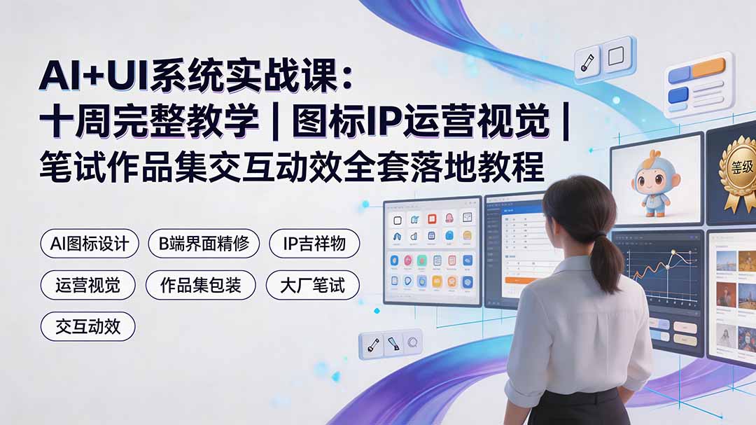 AI+UI系统实战课：十周完整教学｜图标IP运营视觉｜笔试作品集交互动效全套落地教程-海之城短剧项目