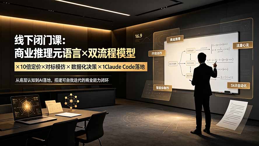 线下闭门课：商业推理元语言×双流程模型×10倍定价×对标模仿×数据化决策×Claude Code落地，击穿认知盲区-海之城短剧项目