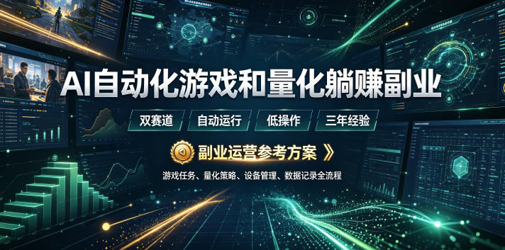 AI全自动游戏和量化躺赚副业：日入几百，稳定运行三年的项目！-海之城短剧项目