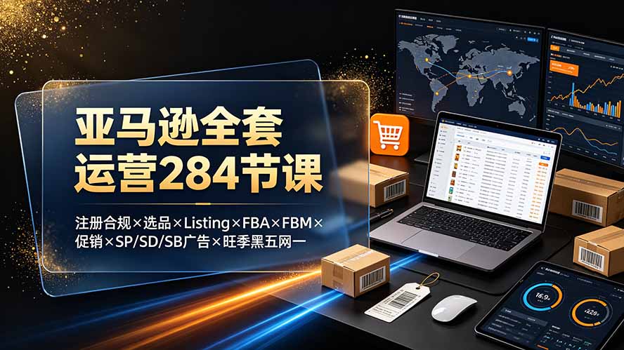 亚马逊全套运营284节课：注册合规×选品×Listing×FBA×FBM×促销×SP/SD/SB广告×旺季黑五网一-海之城短剧项目