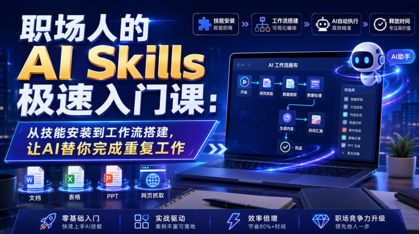 职场人的AI Skills极速入门课：从技能安装到工作流搭建，让AI替你完成重复工作-海之城短剧项目