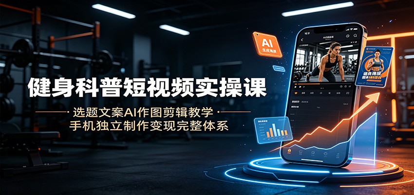 健身科普短视频实操课：选题文案AI作图剪辑教学，手机独立制作变现完整体系-海之城短剧项目