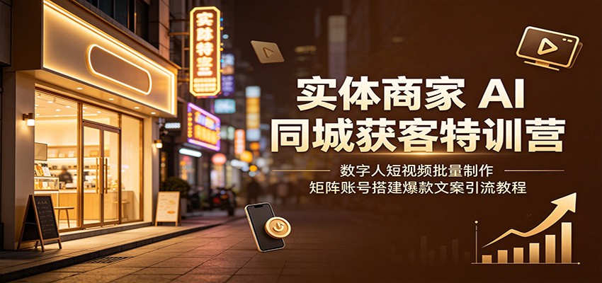 实体商家AI同城获客特训营：数字人短视频批量制作，矩阵账号搭建爆款文案引流教程-海之城短剧项目
