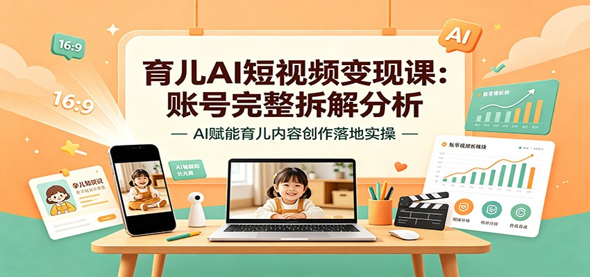 育儿AI短视频变现课：账号完整拆解分析，AI赋能育儿内容创作落地实操-海之城短剧项目