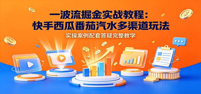 一波流掘金实战教程：快手西瓜番茄汽水多渠道玩法，实操案例配套答疑完整教学-海之城短剧项目