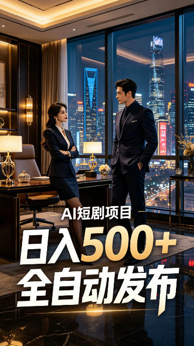 快手AI短剧自动发布，矩阵批量运营变现，轻资产副业项目，日入500+-海之城短剧项目