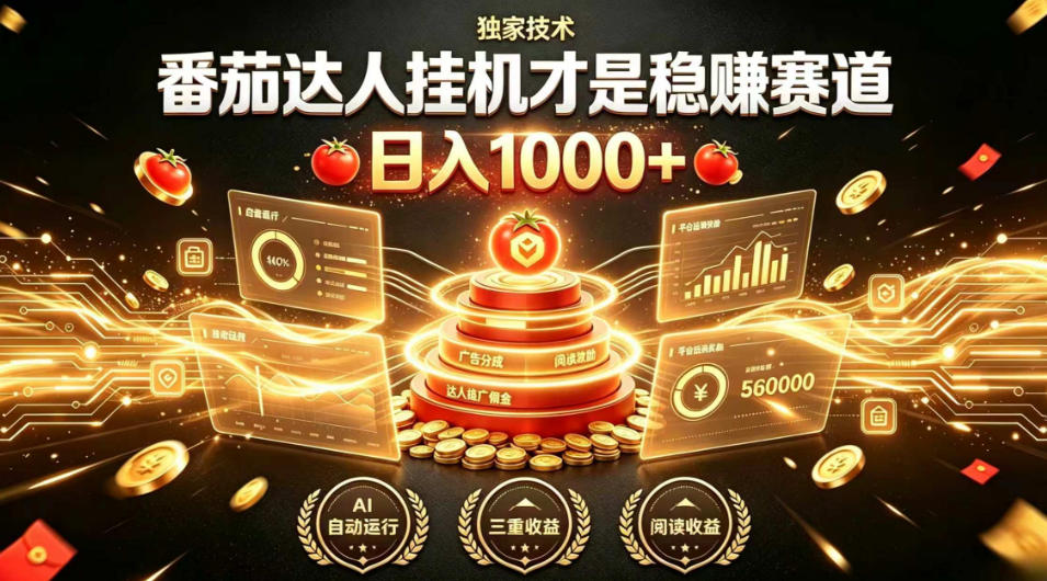 别再瞎找副业！番茄达人挂G才是稳賺赛道，日入1000+，全程傻瓜式操作，可矩阵放大-海之城短剧项目