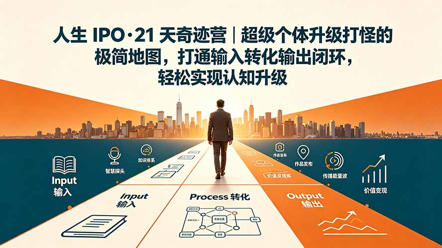 人生 IPO-21 天奇迹营｜超级个体升级打怪的极简地图，打通输入转化输出闭环，轻松实现认知升级-海之城短剧项目