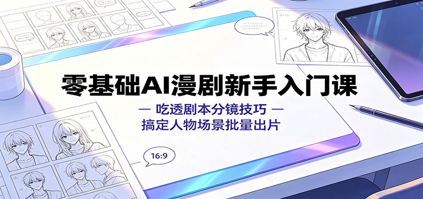 零基础AI漫剧新手入门课：吃透剧本分镜技巧，搞定人物场景批量出片-海之城短剧项目