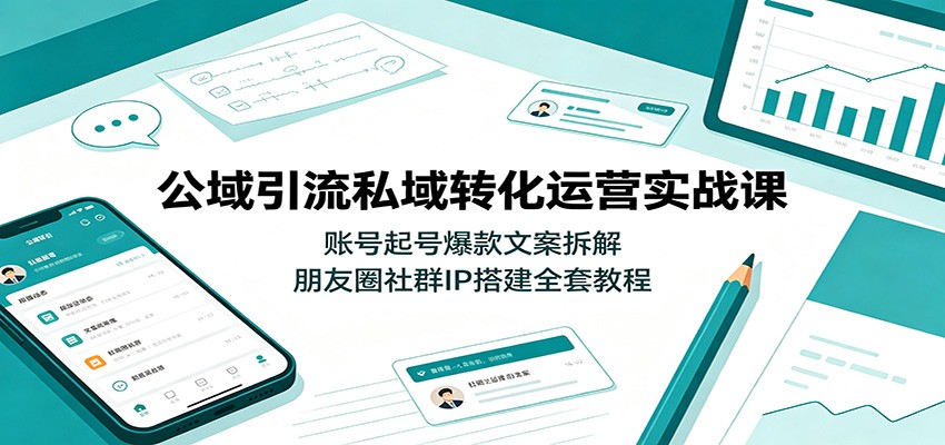 公域引流私域转化运营实战课：账号起号爆款文案拆解，朋友圈社群IP搭建全套教程-海之城短剧项目