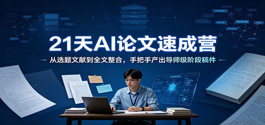 21天AI论文速成营：从选题文献到全文整合，手把手产出导师级阶段稿件-海之城短剧项目