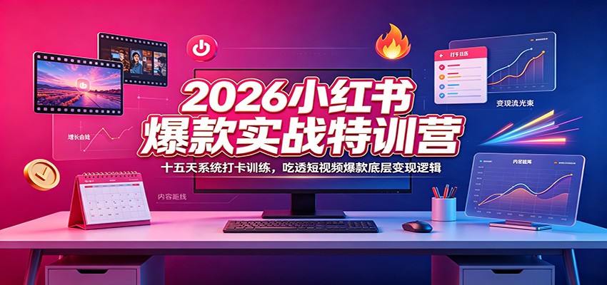 2026小红书爆款实战特训营：十五天系统打卡训练，吃透短视频爆款底层变现逻辑-海之城短剧项目