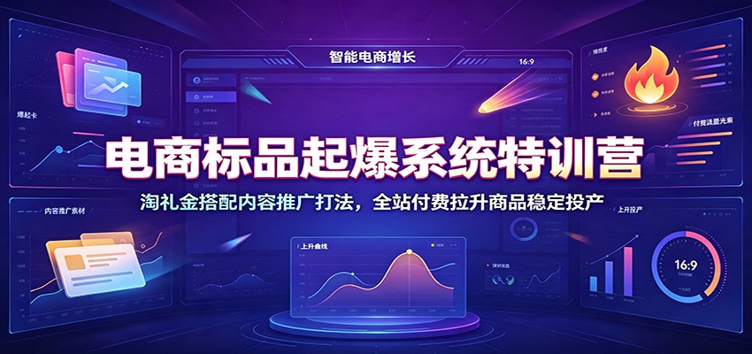 电商标品起爆系统特训营：淘礼金搭配内容推广打法，全站付费拉升商品稳定投产-海之城短剧项目