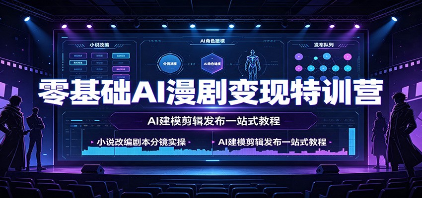 零基础AI漫剧变现特训营：小说改编剧本分镜实操，AI建模剪辑发布一站式教程-海之城短剧项目