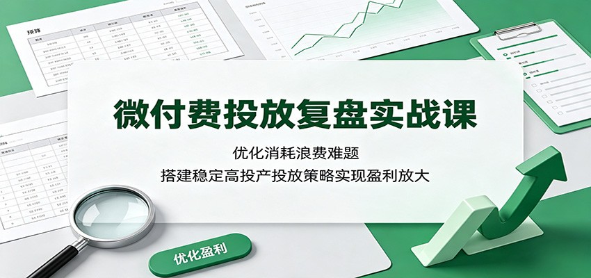 微付费投放复盘实战课：优化消耗浪费难题，搭建稳定高投产投放策略实现盈利放大-海之城短剧项目