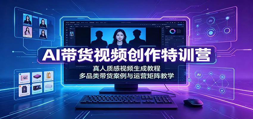 AI带货视频创作特训营：真人质感视频生成教程，多品类带货案例与运营矩阵教学-海之城短剧项目