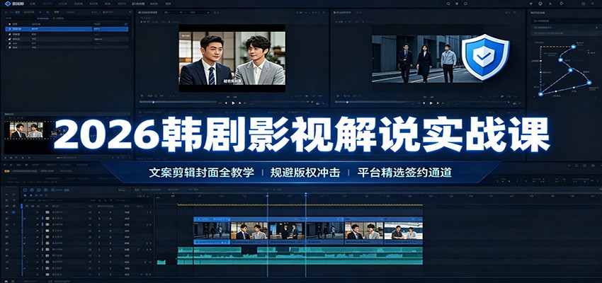 2026韩剧影视解说实战课：文案剪辑封面全教学，规避版权冲击平台精选签约通道-海之城短剧项目