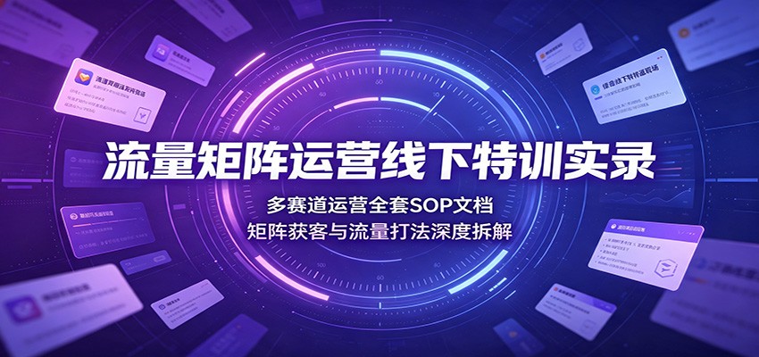 流量矩阵运营线下特训实录：多赛道运营全套SOP文档，矩阵获客与流量打法深度拆解-海之城短剧项目