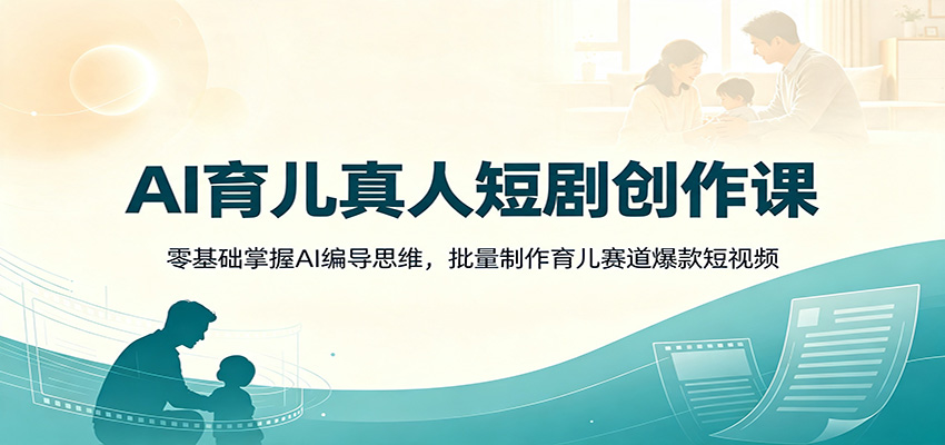 AI育儿真人短剧创作课：零基础掌握AI编导思维，批量制作育儿赛道爆款短视频-海之城短剧项目