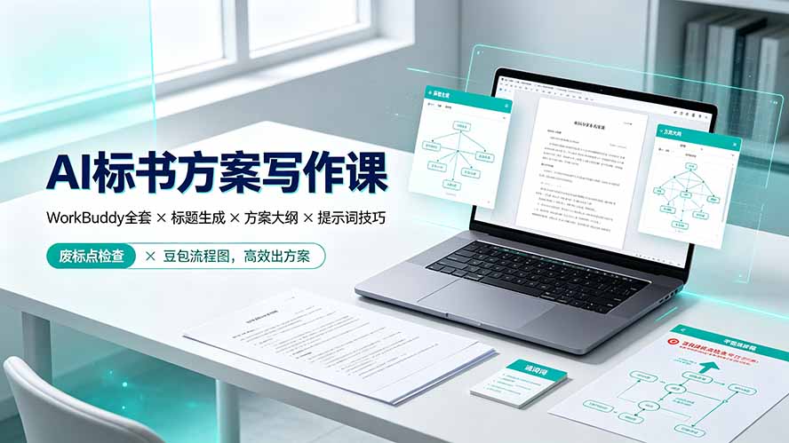 AI标书方案写作课：WorkBuddy全套×标题生成×方案大纲×提示词技巧×废标点检查×豆包流程图，高效出方案-海之城短剧项目